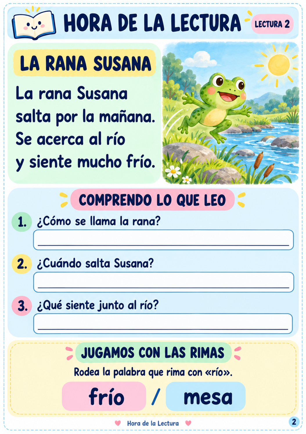 Página de muestra: La rana Susana